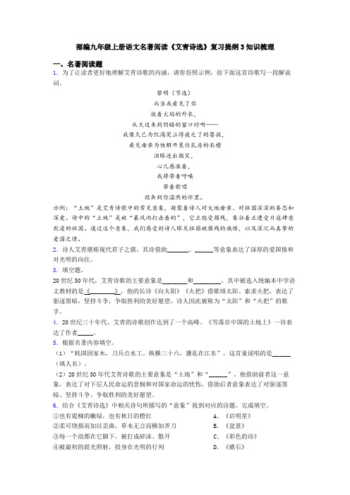 部编九年级上册语文名著阅读《艾青诗选》复习提纲3知识梳理