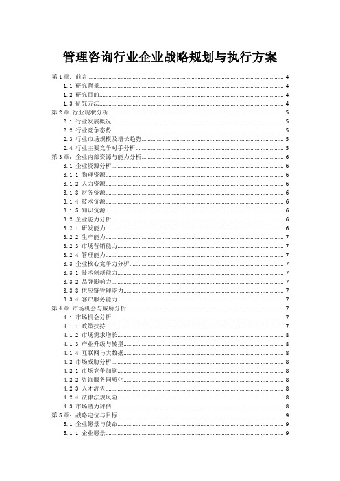 管理咨询行业企业战略规划与执行方案