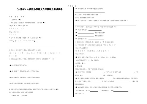 (小升初)人教版小学语文六年级毕业考试试卷答案.pptx