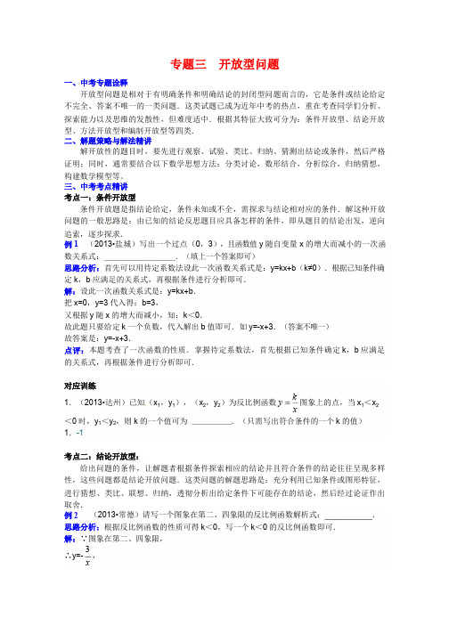 2014中考数学专题知识突破专题三开放型问题(含详细答案)