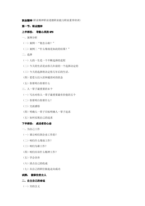职业化(职业道德职业精神职业能力职业素养培训)