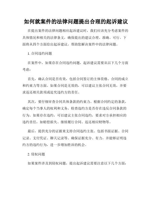 如何就案件的法律问题提出合理的起诉建议