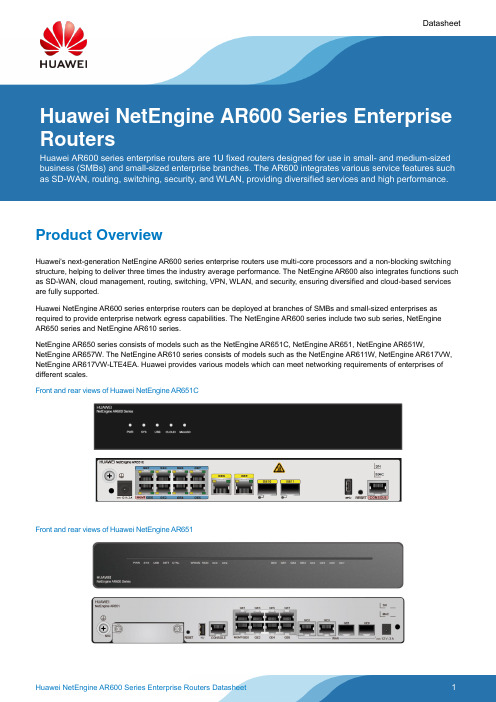 华为NetEngine AR600系列企业路由器数据手册说明书