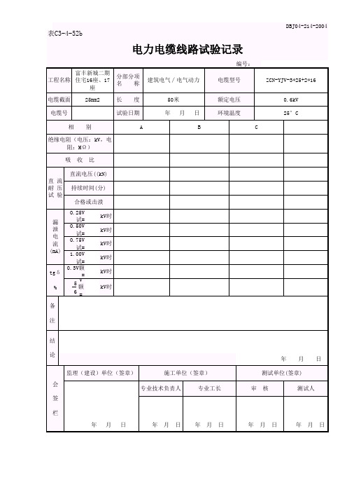 D-8-电力电缆线路试验记录