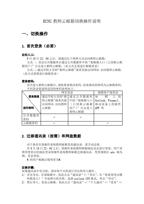 ECNU教师云邮箱切换操作说明切换操作