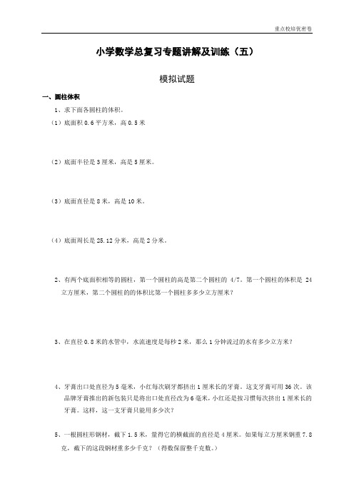 (培优密卷)小升初总复习数学归类讲解及训练(中-含答案)