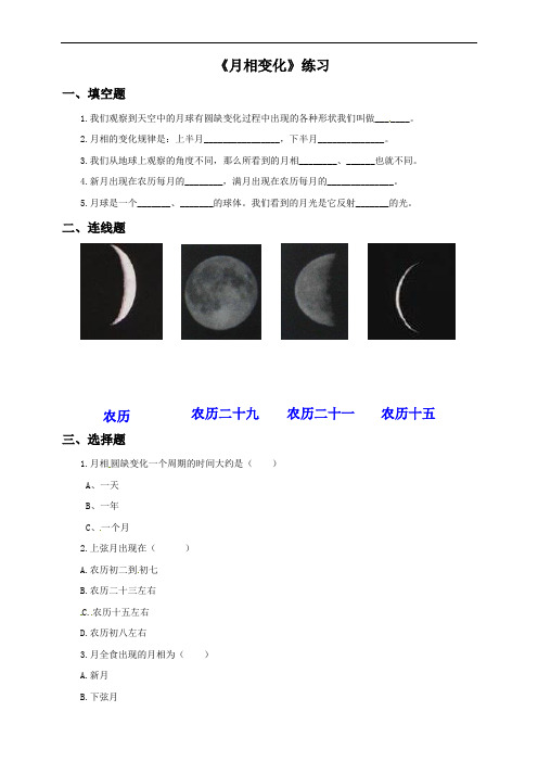 教科版 六年级下册科学试题-3.2 月相变化练习 (含答案)