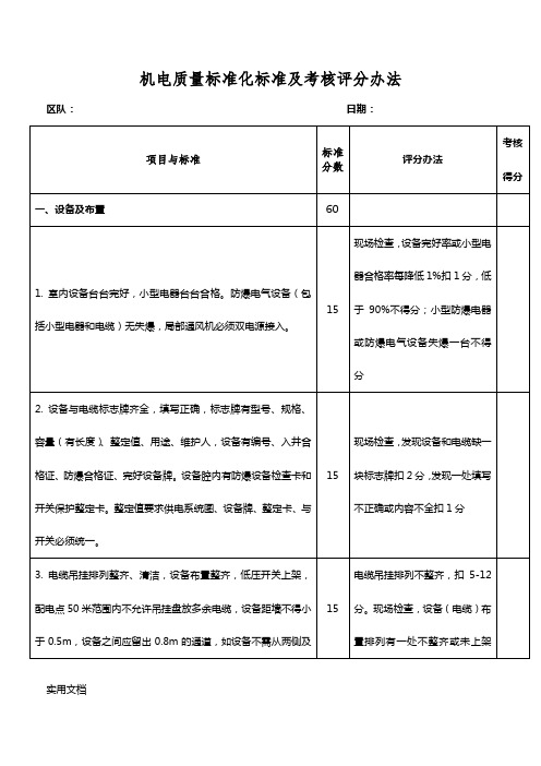 机电质量标准化考核办法(机电)