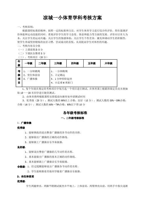 体育学科考核方案