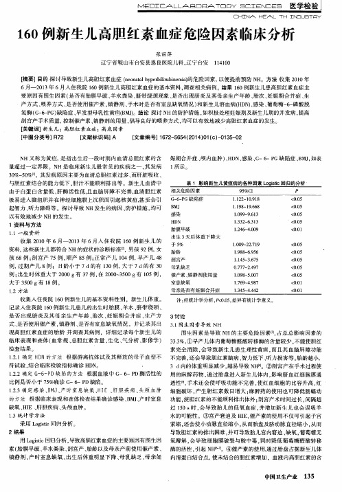 160例新生儿高胆红素血症危险因素临床分析