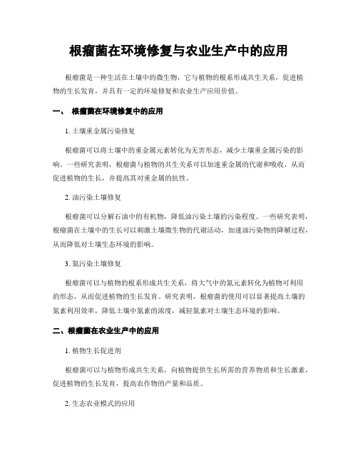 根瘤菌在环境修复与农业生产中的应用