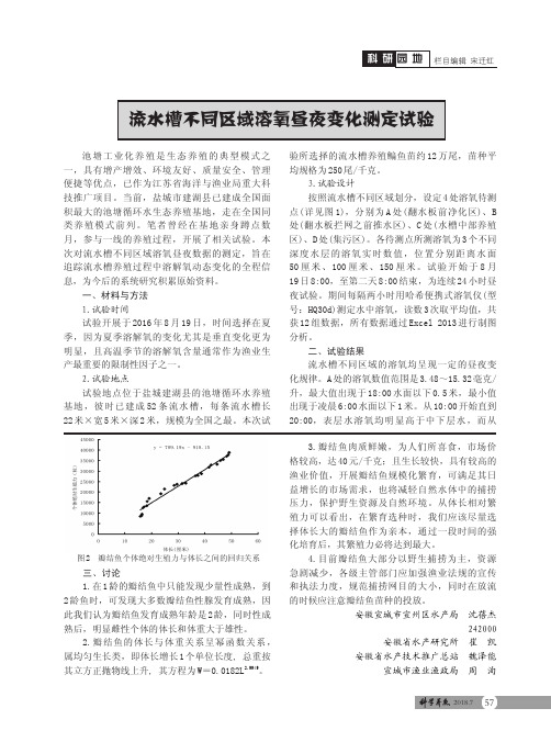 流水槽不同区域溶氧昼夜变化测定试验