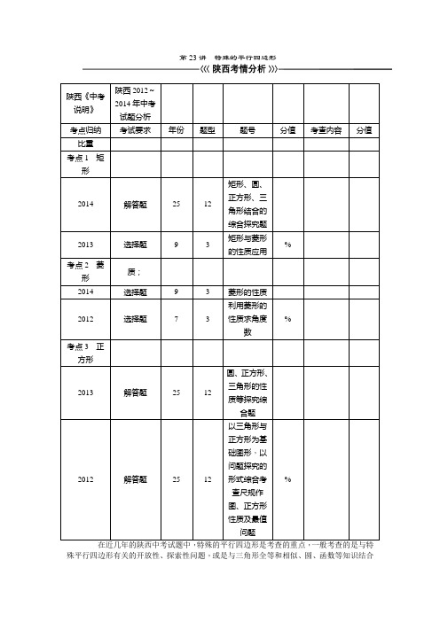 中考数学(陕西省)总复习教学案第23讲特殊的平行四边形