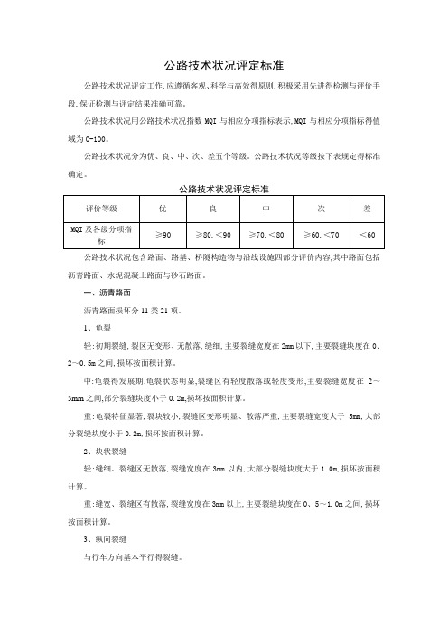 公路技术状况评定标准