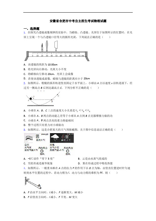 安徽省合肥市中考自主招生考试物理试题