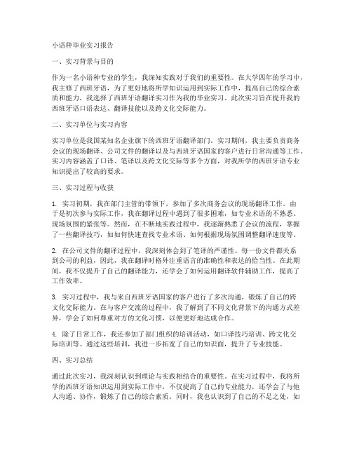 小语种毕业实习报告