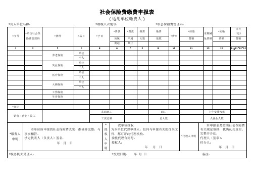 社会保险费缴费申报表