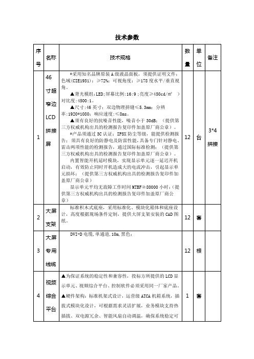 拼接屏技术参数-技术参数