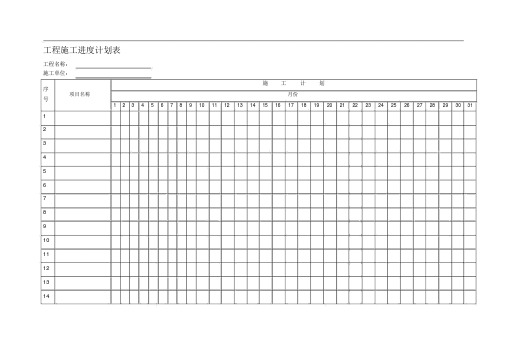 单位工程施工进度计划表样表