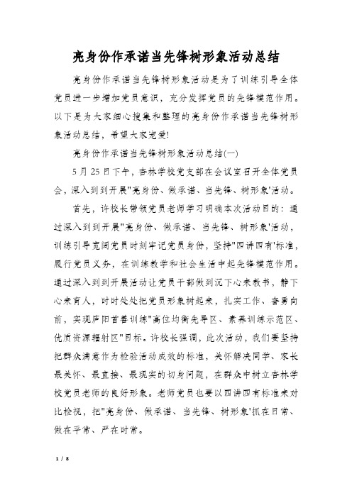 亮身份作承诺当先锋树形象活动总结