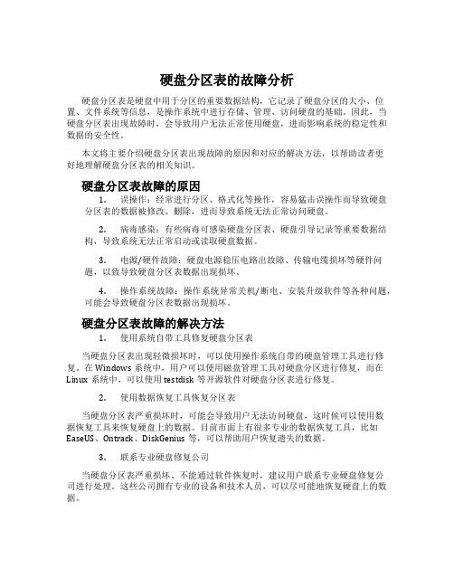 硬盘分区表的故障分析