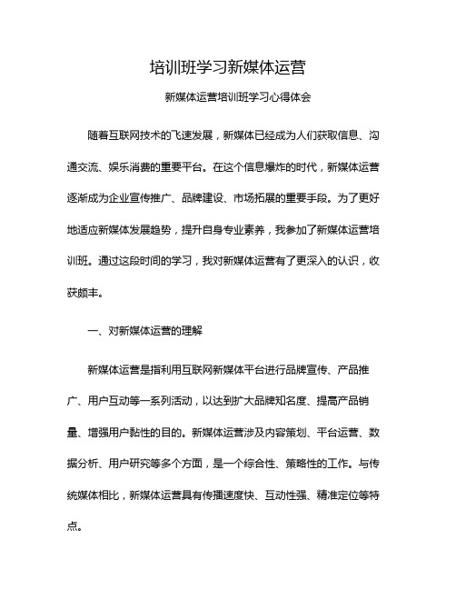 培训班学习新媒体运营