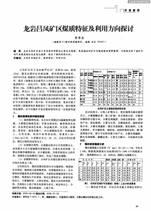 龙岩吕凤矿区煤质特征及利用方向探讨
