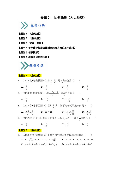 专题01  比例线段(六大类型)(题型专练)(原卷版)