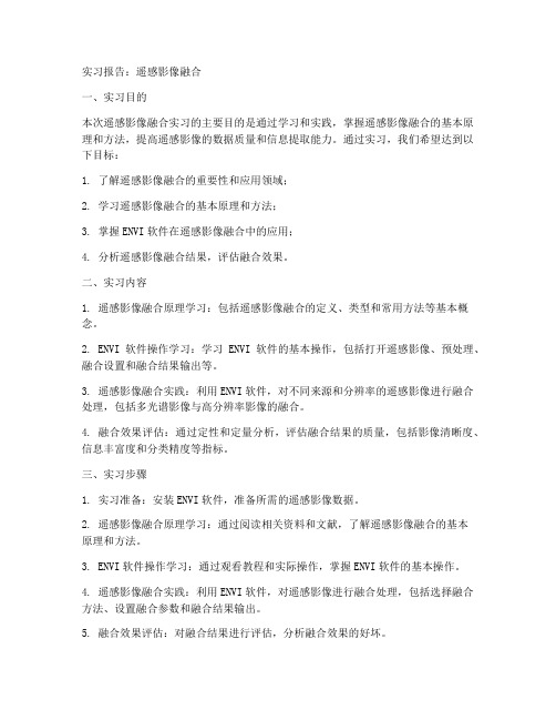 遥感影像融合实习报告