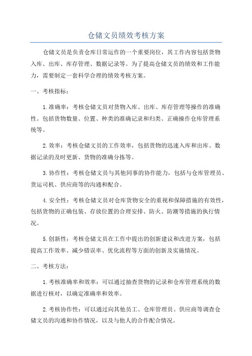 仓储文员绩效考核方案