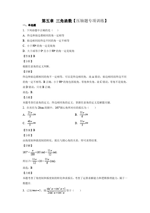 第五章 三角函数【压轴题专项训练】(解析版)