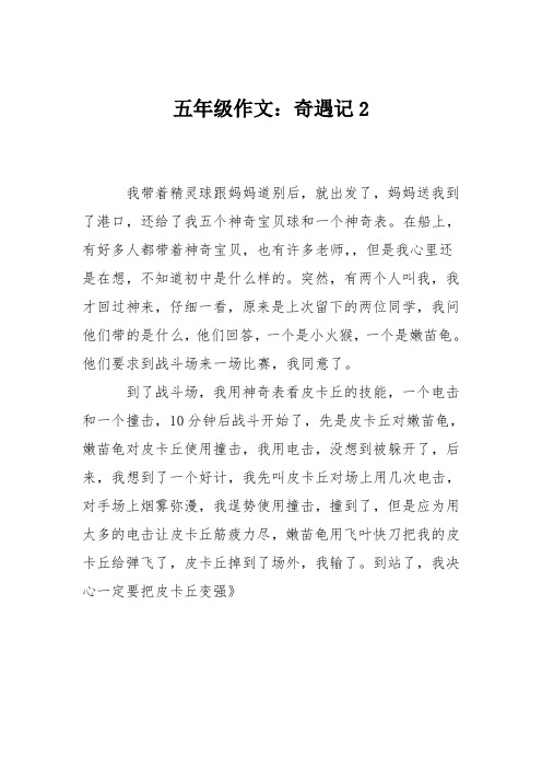 五年级作文:奇遇记2