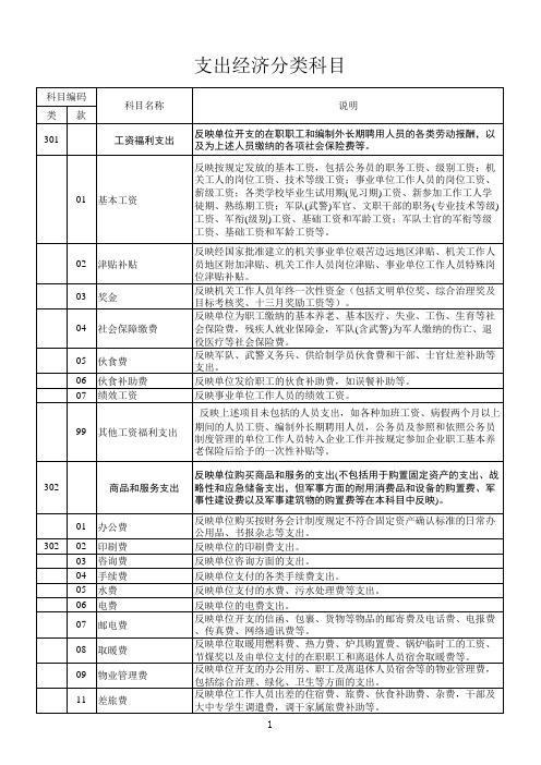 支出经济分类科目