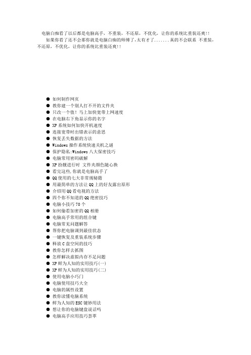 电脑高手,不重装,不还原,不优化,让你的系统比重装还爽