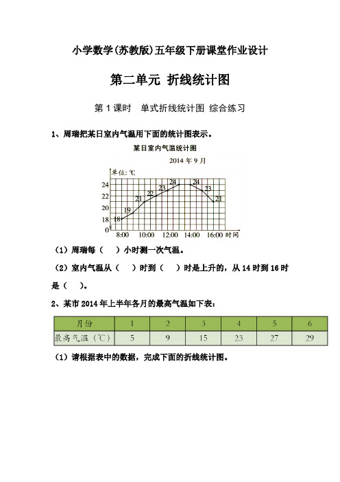 小学数学(苏教版)五年级下册 课堂作业设计 第二单元 折线统计图 折线统计图-