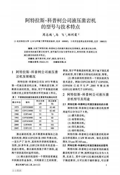 阿特拉斯·科普柯公司液压凿岩机的型号与技术特点