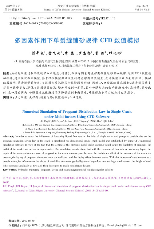 多因素作用下单裂缝铺砂规律CFD数值模拟