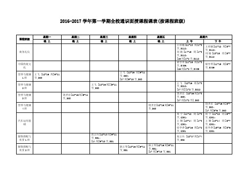 通识课面授安排表