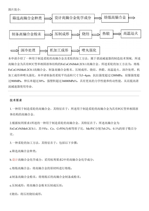 用于制造柔轮的高熵合金及柔轮的加工方法与设计方案