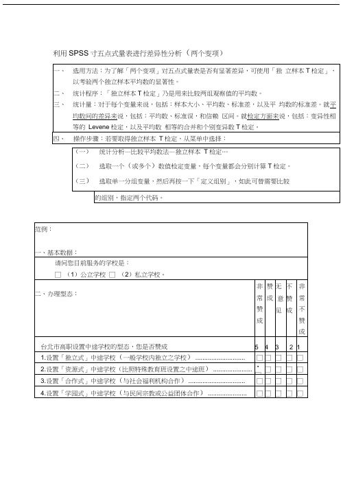 利用SPSS对五点式量表进行差异性分析