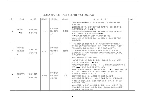 工程质量安全提升行动督查项目存在问题汇总表.doc