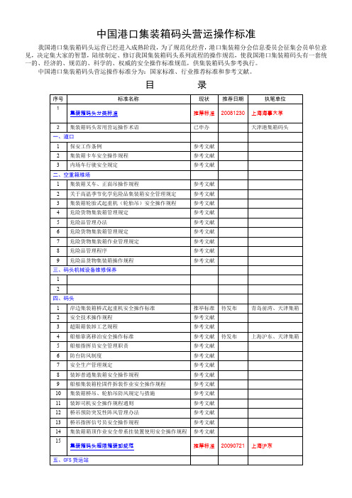 中国港口集装箱码头营运操作标准