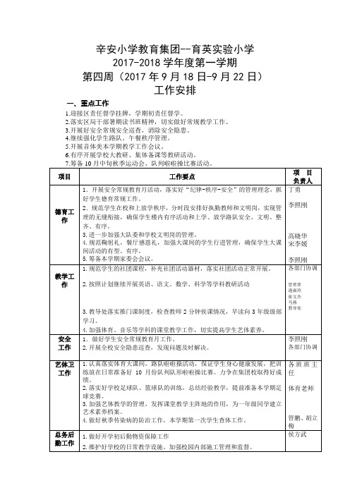 17年下第4周工作安排