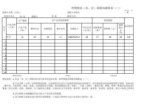 进项税核定表