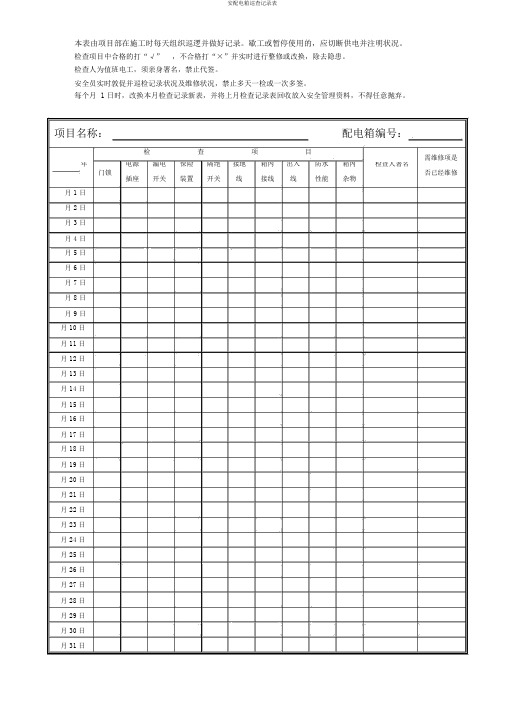 安配电箱巡查记录表