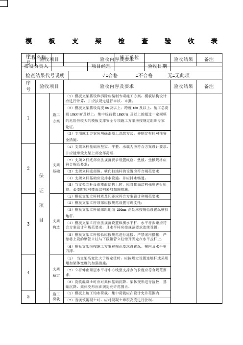 支架检查验收表