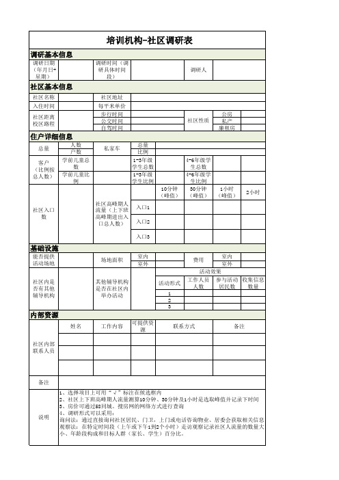 培训机构-社区调研表