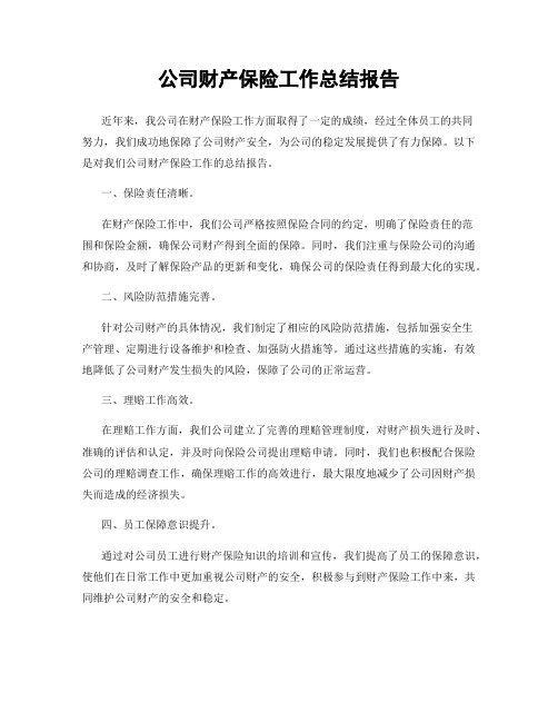 公司财产保险工作总结报告