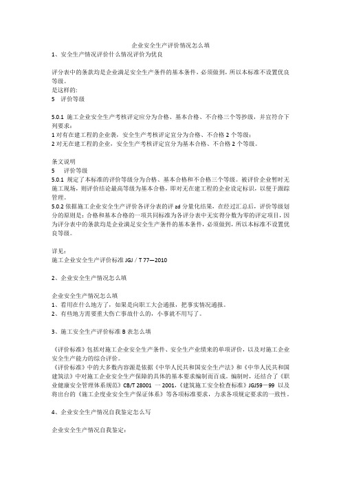 企业安全生产评价情况怎么填安全生产
