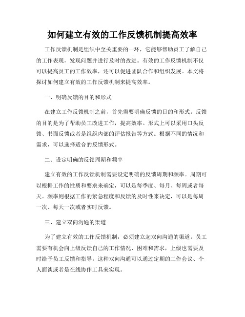 如何建立有效的工作反馈机制提高效率